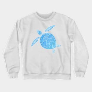 Blue Watercolor Sea Turtle - Coastal Minimal Digital Graphic Design Crewneck Sweatshirt